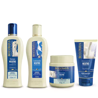 Kit Neutro Shampoo, Condicionador e Banho de Creme 250mL Finalizador 150g Bio Extratus Hidratação