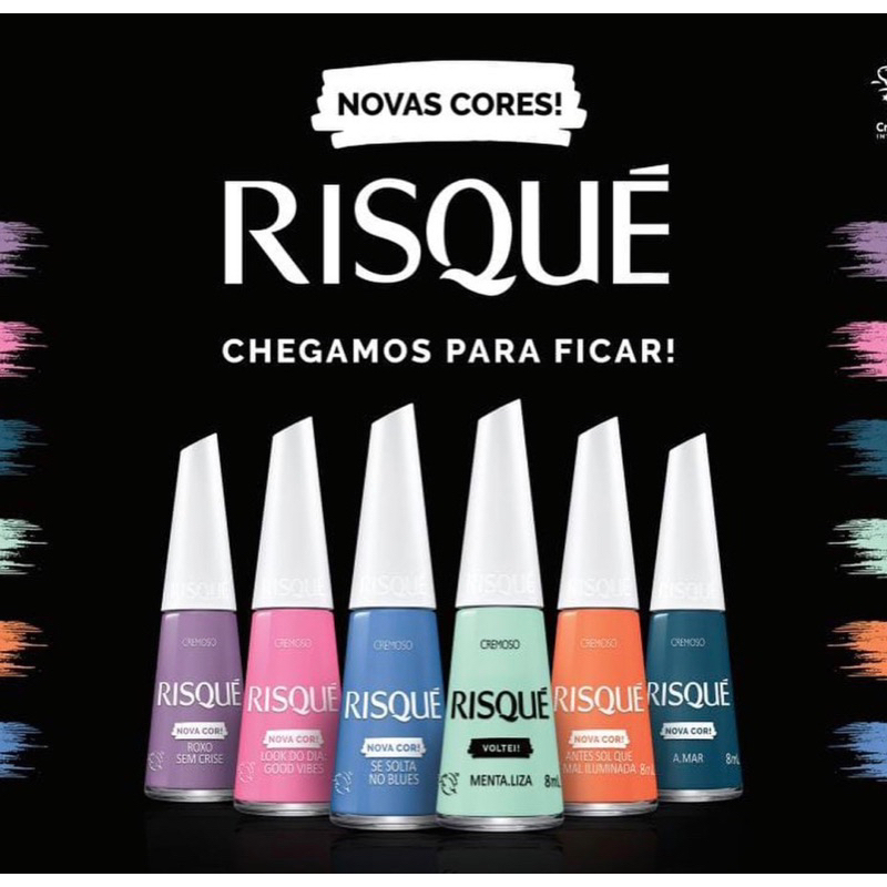 Coleção Esmalte Risqué Chegamos para Ficar Novas Cores 6 Cores ...