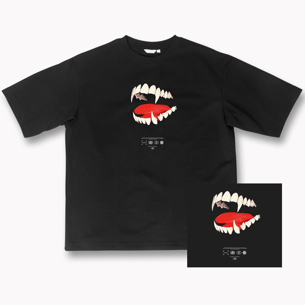 Camisa Camiseta Blusa Streetwear Penteada Fio 30.1 estampada Dentes Vampiro modelo Premium