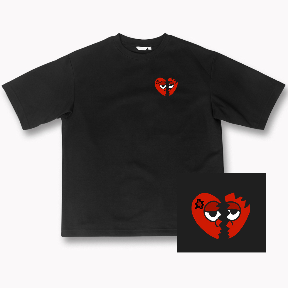 Camisa Camiseta Blusa Streetwear Penteada Fio 30.1 estampada coração partido EMOJI modelo Premium