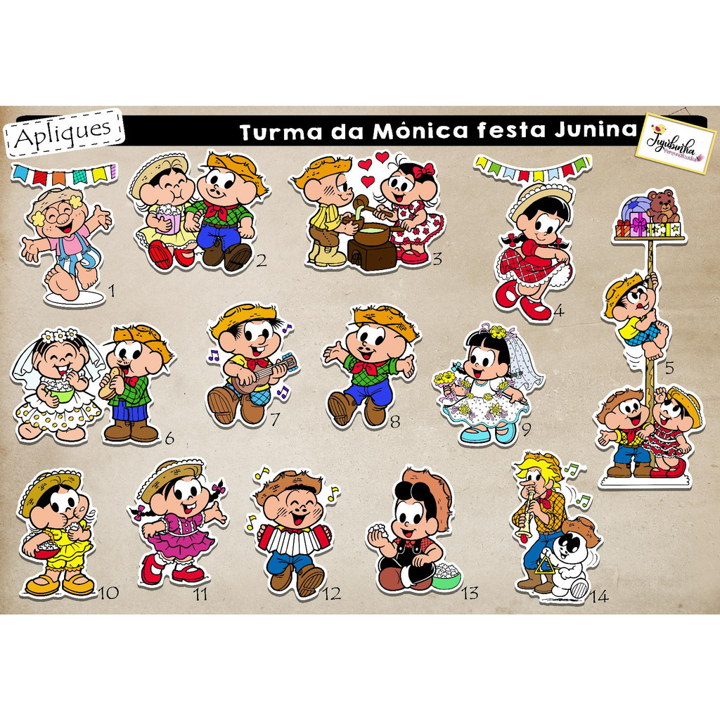 APLIQUES RECORTADOS TURMA DA MONICA FESTA JUNINA Shopee Brasil