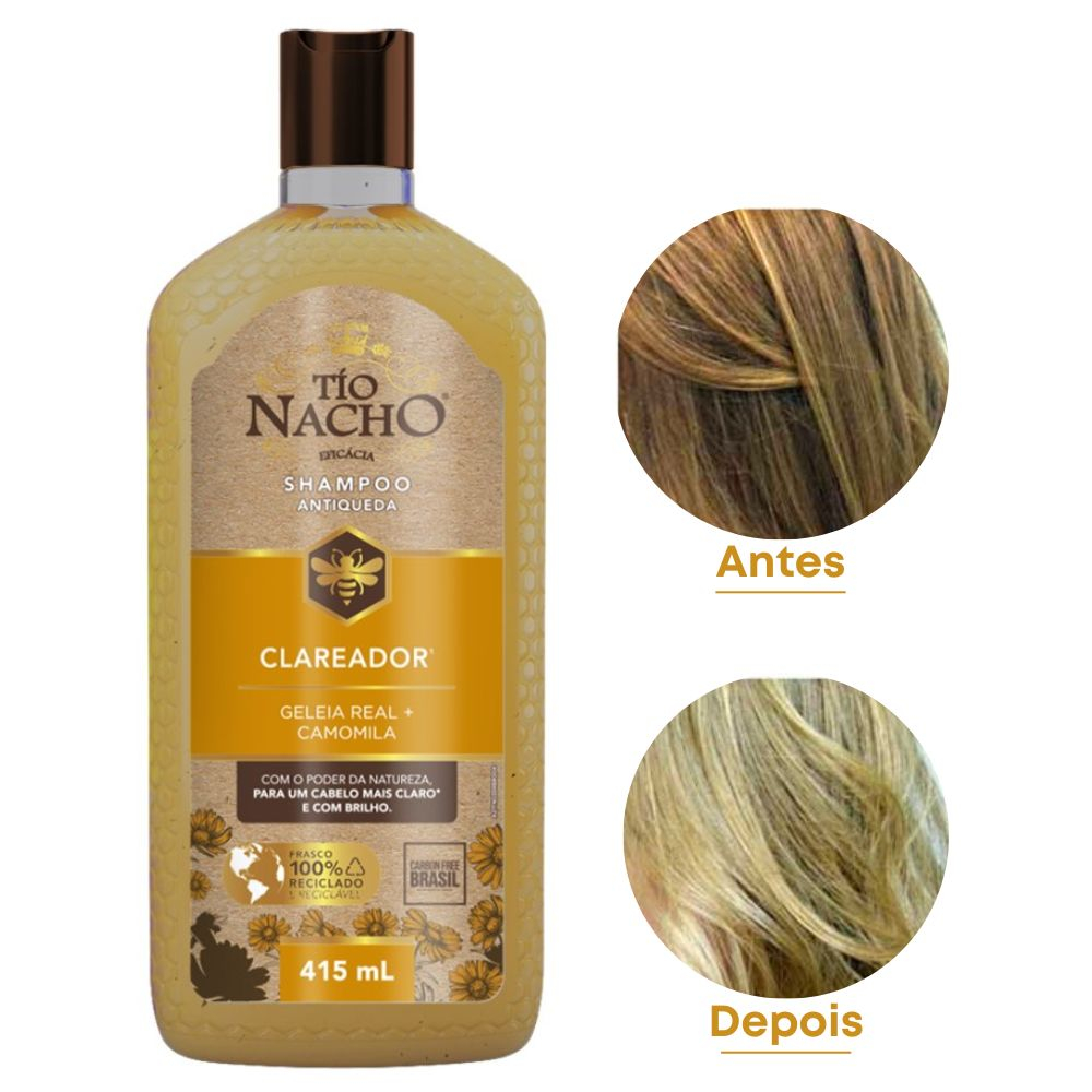 Shampoo Clareador Com Camomila 415ml Tio Nacho [Clareia os Fios ...