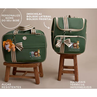 Kit bolsa Maternidade 2 Peças Personalizado, Safari Menino/Menina