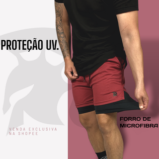 Bermuda Masculina 2 em1 Spartan Forro com Proteção UV