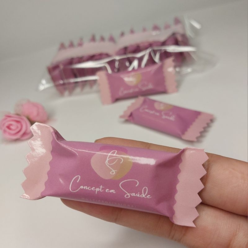 Balinhas Personalizadas com logomarca mimo para clientes recepção eventos dinamica brinde bombons de recepção consultório salas de espera mimos de loja feminina salão de beleza dia das mulheres