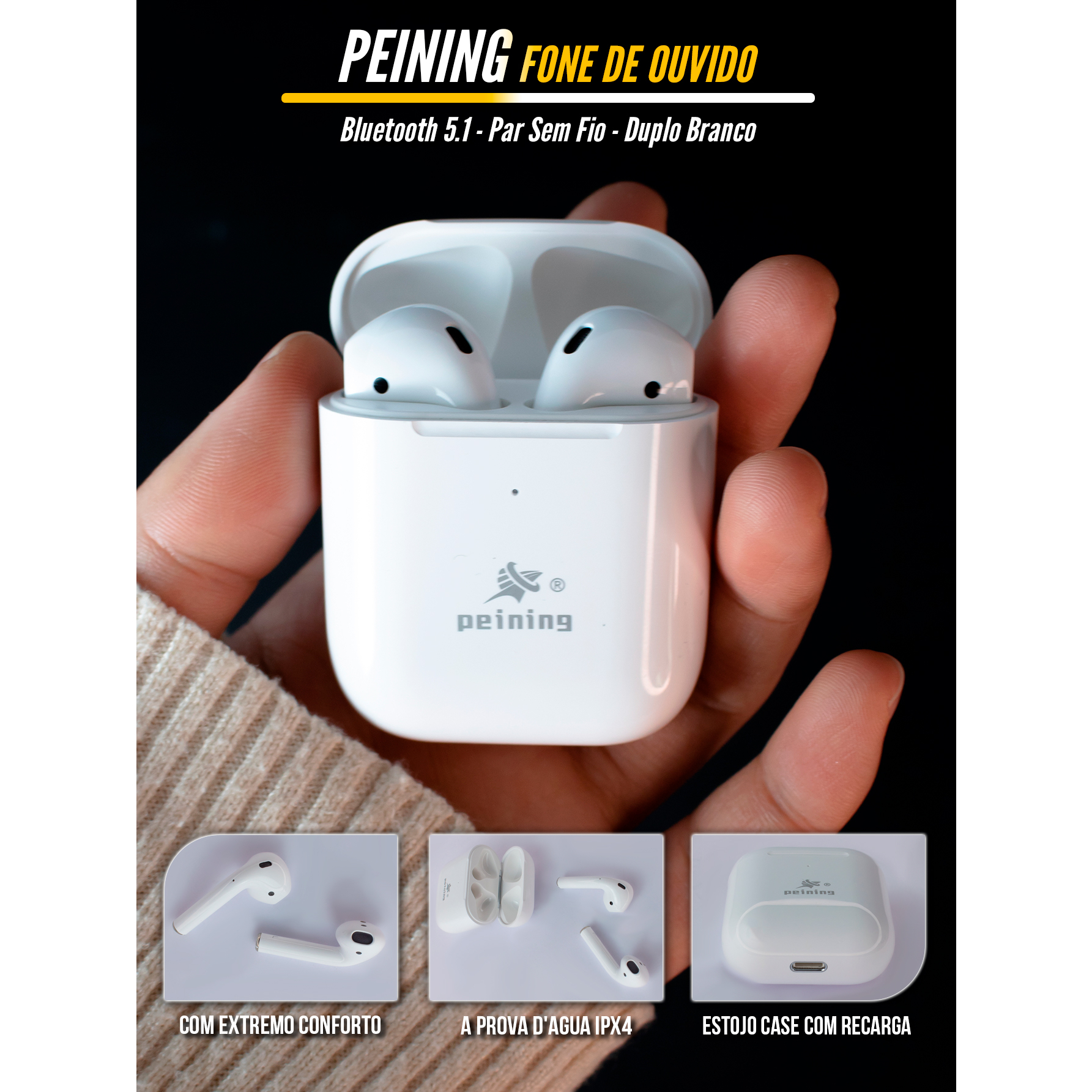 Fone De Ouvido Bluetooth Sem Fio Peining Tg Shopee Brasil