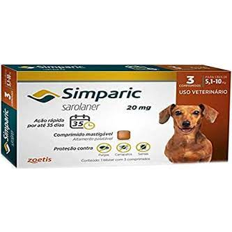 Simparic Antiparasitas pulgas e carrapatos 5,1 a 10kg Zoetis Simparic ...