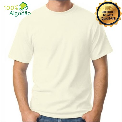 Camiseta Off White Masculina Caimsa B sica Cor Marfim Creme 100 