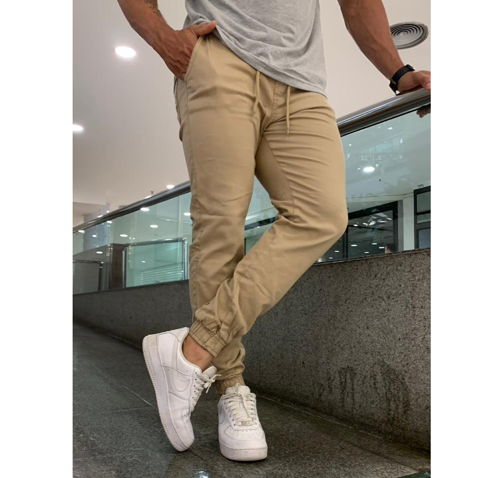 Calça Masculina Jogger Boca Apertada Elastano Estilo Jogador