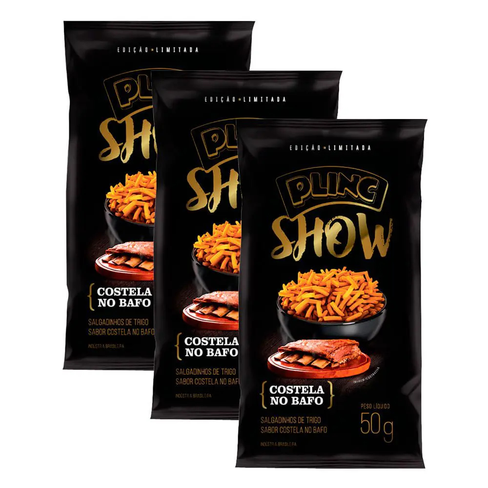 KIT 10 PACOTES SALGADINHOS APERITIVO 50G SABOR COSTELA NO BAFO