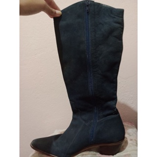 Botas femininas de cowboy de estilo ocidental em preto com bordado floral  vintage, salto alto, botas modernas e confortáveis até o joelho