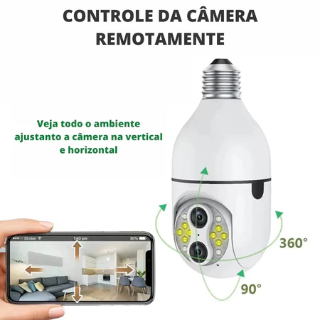 Camera Lampada 360 Wifi Pan Auto Tracking Visão Noturna