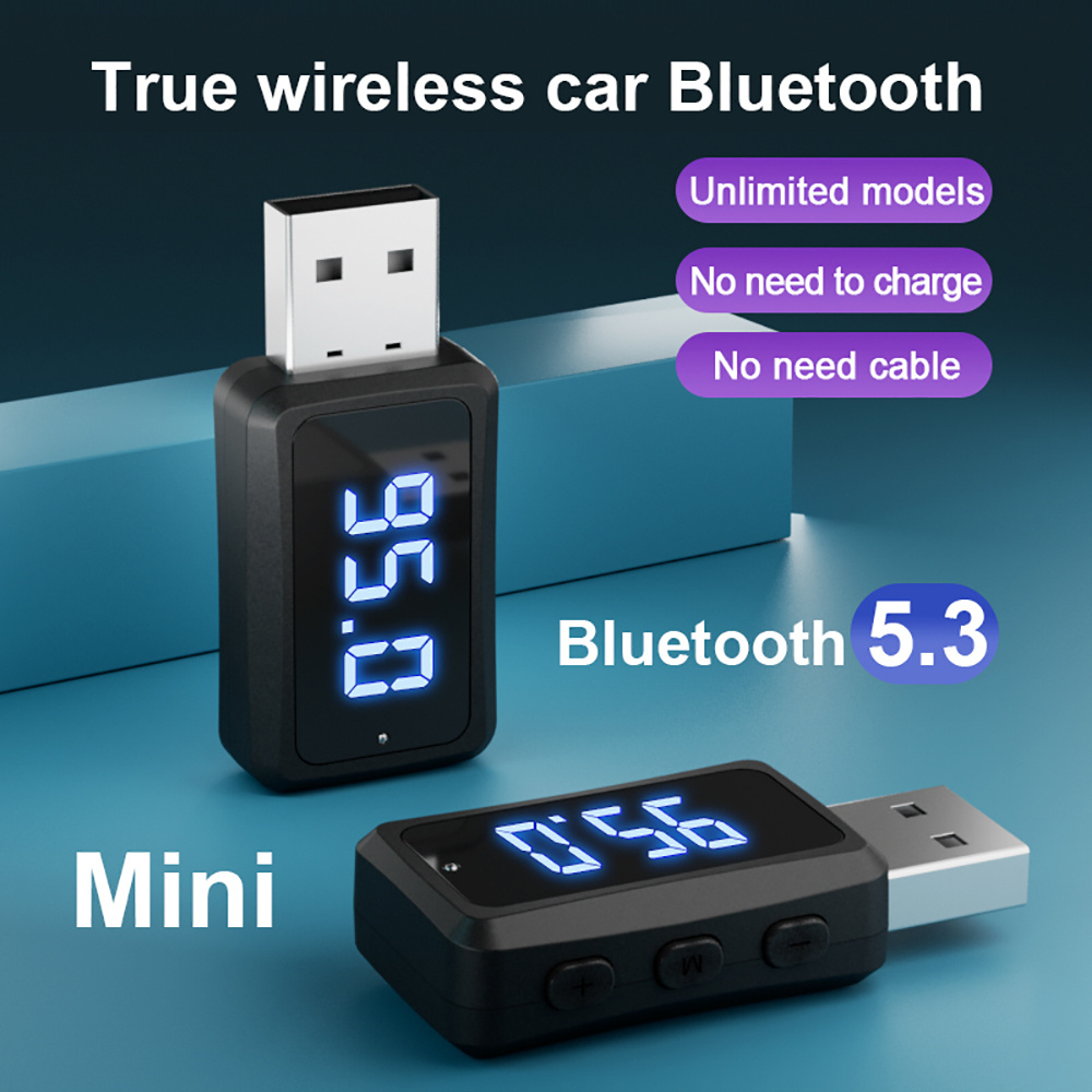 Adaptador Bluetooth 5.3 Transmissor Fm Carro Som Automotivo Receptor Áudio Veicular Sem Fio Rádio Chamada Adaptador USB