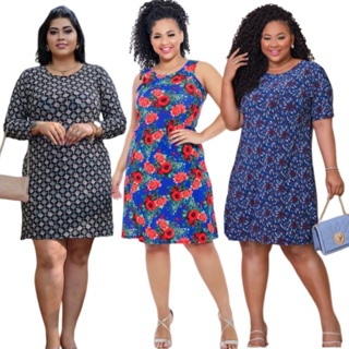 vestido liganete malha fria fresquinho confortavel kit com 3 peças na promoçao