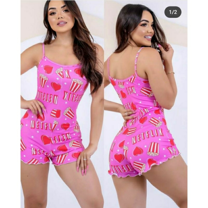 Pajama Baby Doll Macaquinho Macacão Virgínia