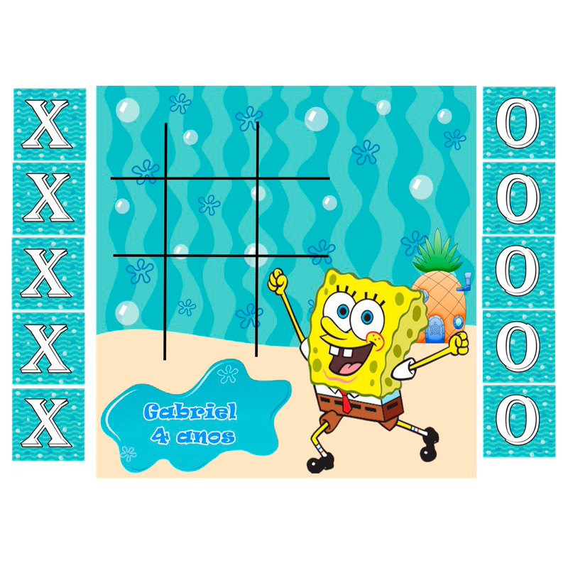 Jogo da Velha Lembrancinha de Aniversário Bob Esponja