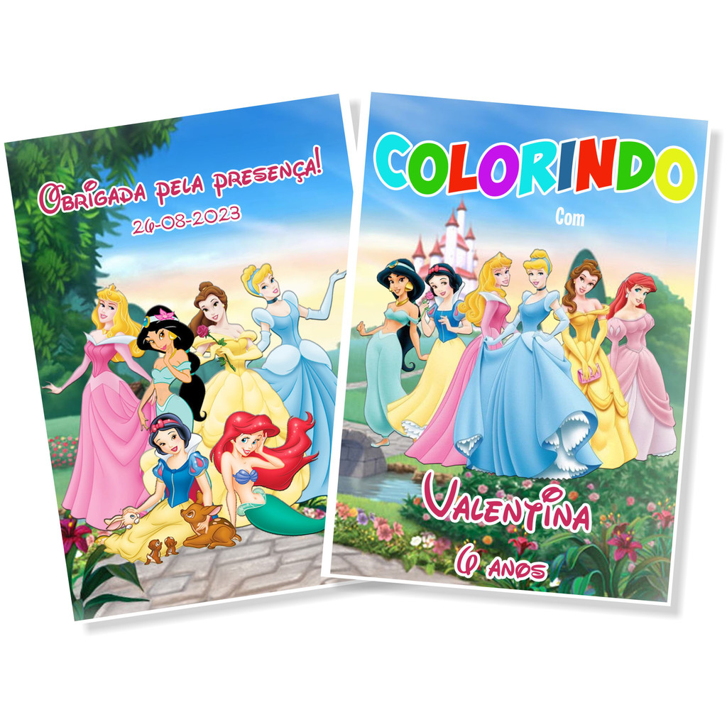 Mini Livro de Colorir 10x15cm - Tema Princesas - personalizado ...