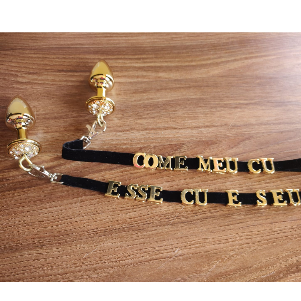 Plug Anal Personalizado com Letras dourado escreva o que desejar - Sex shop  | Shopee Brasil