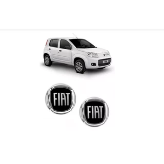 Kit 2 Emblemas Fiat Preto Novo Uno Vivace Sporting Drive Attractive
