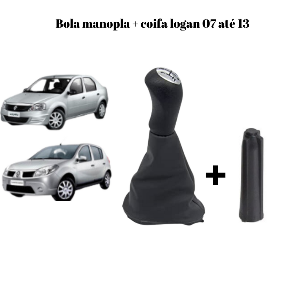 Coifa e Manopla Bola de Câmbio Logan Sandero 2007 à 2013