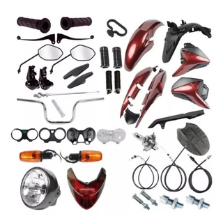 Kit Carenagem + Kit Farol Pisca titan fan 150 2011 2012 vermelho vinho