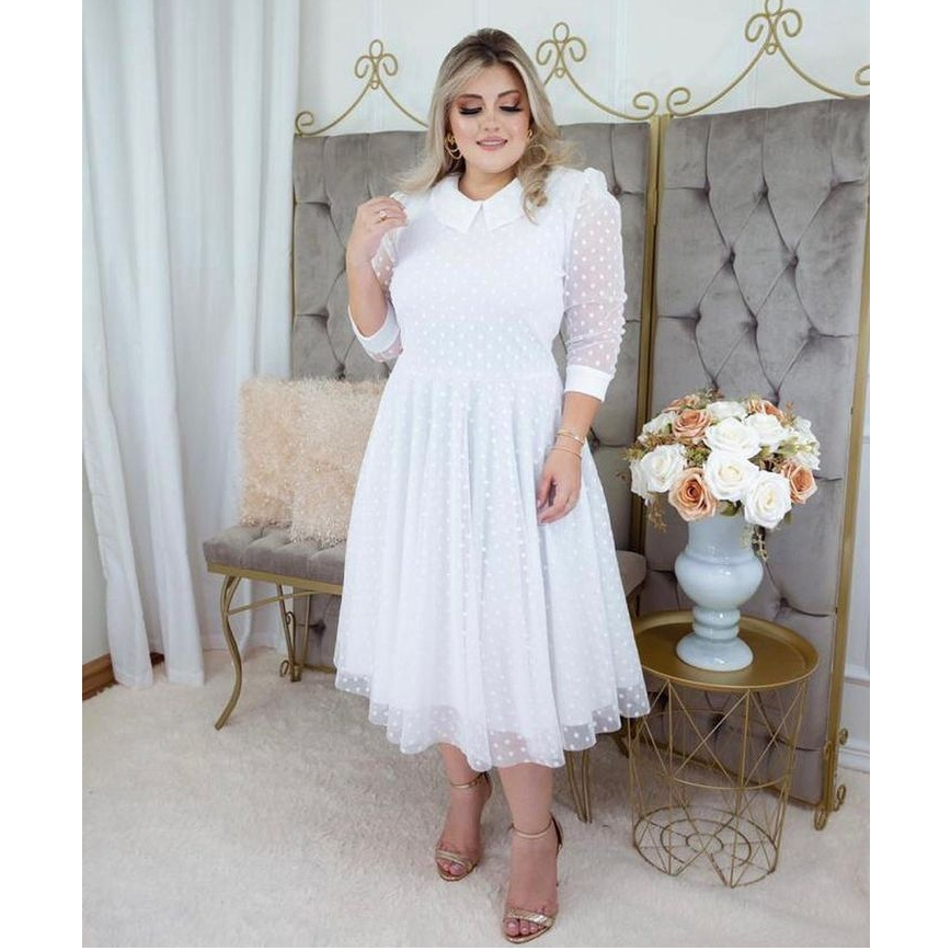 Vestido branco casamento store civil plus size