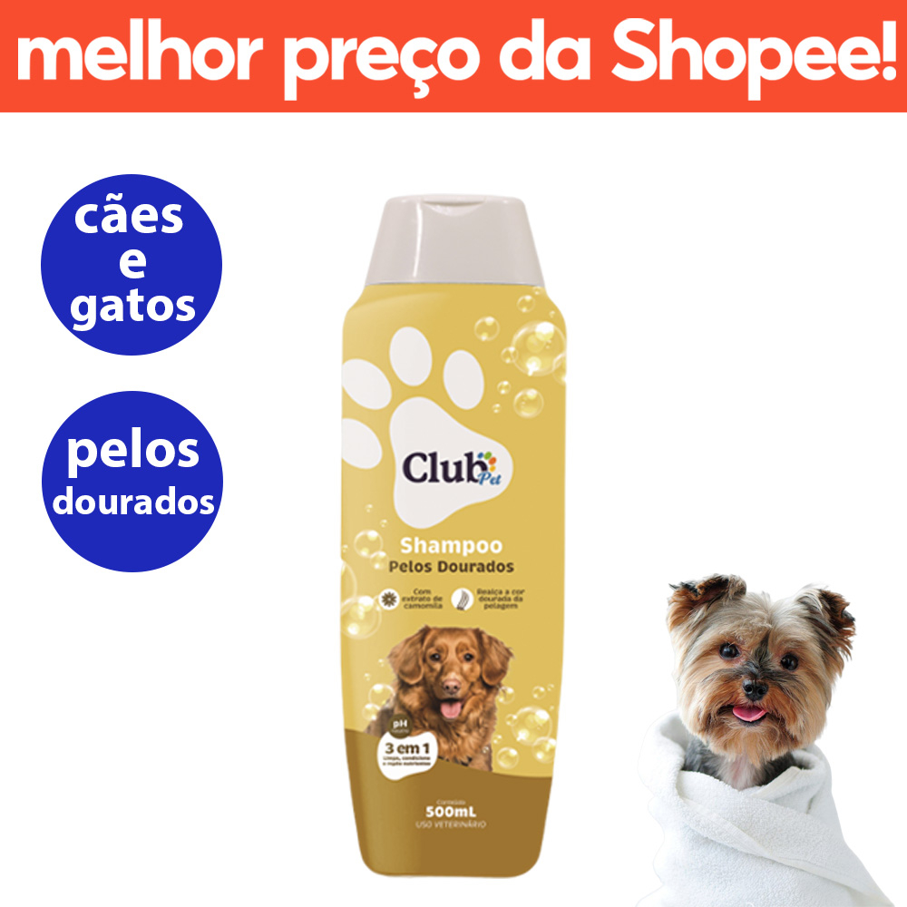 Shampoo para Cachorros e Gatos Pelos Dourados Club Pet 500ml Shopee