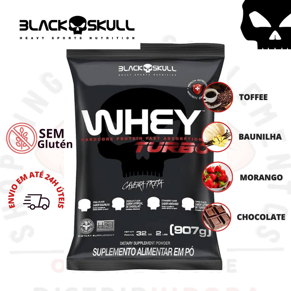 Whey Protein Fitness Wey Treino Dieta Way – Refil Turbo BlackSkull 907g