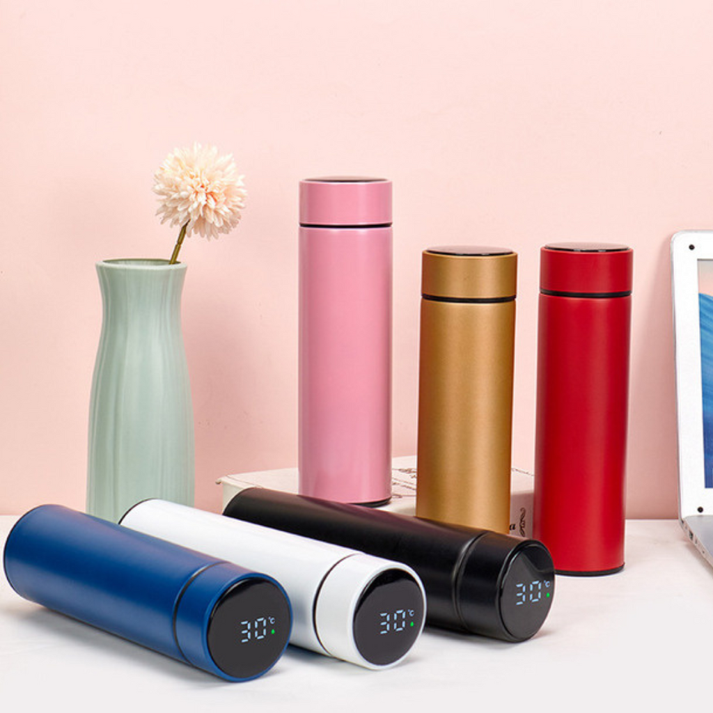 Garrafa Térmica Em Aço Inox Com Termômetro Digital 500ml Led - TOP