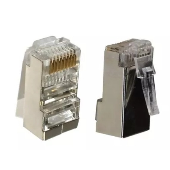 Conector RJ45 CAT6 blindado Rede Internet Telecom kit 10 / 20 / 30 / 50 / 100