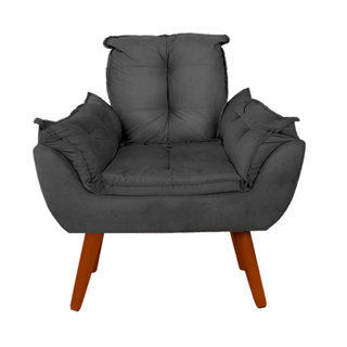 Poltrona Opala Suede Cores Pés Palito Para Recepção Sala De Estar