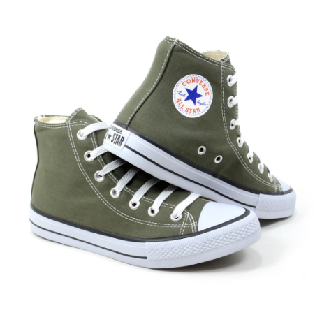 tenis cano alto all star todo verde tecido envio imediato monocromo sola preta