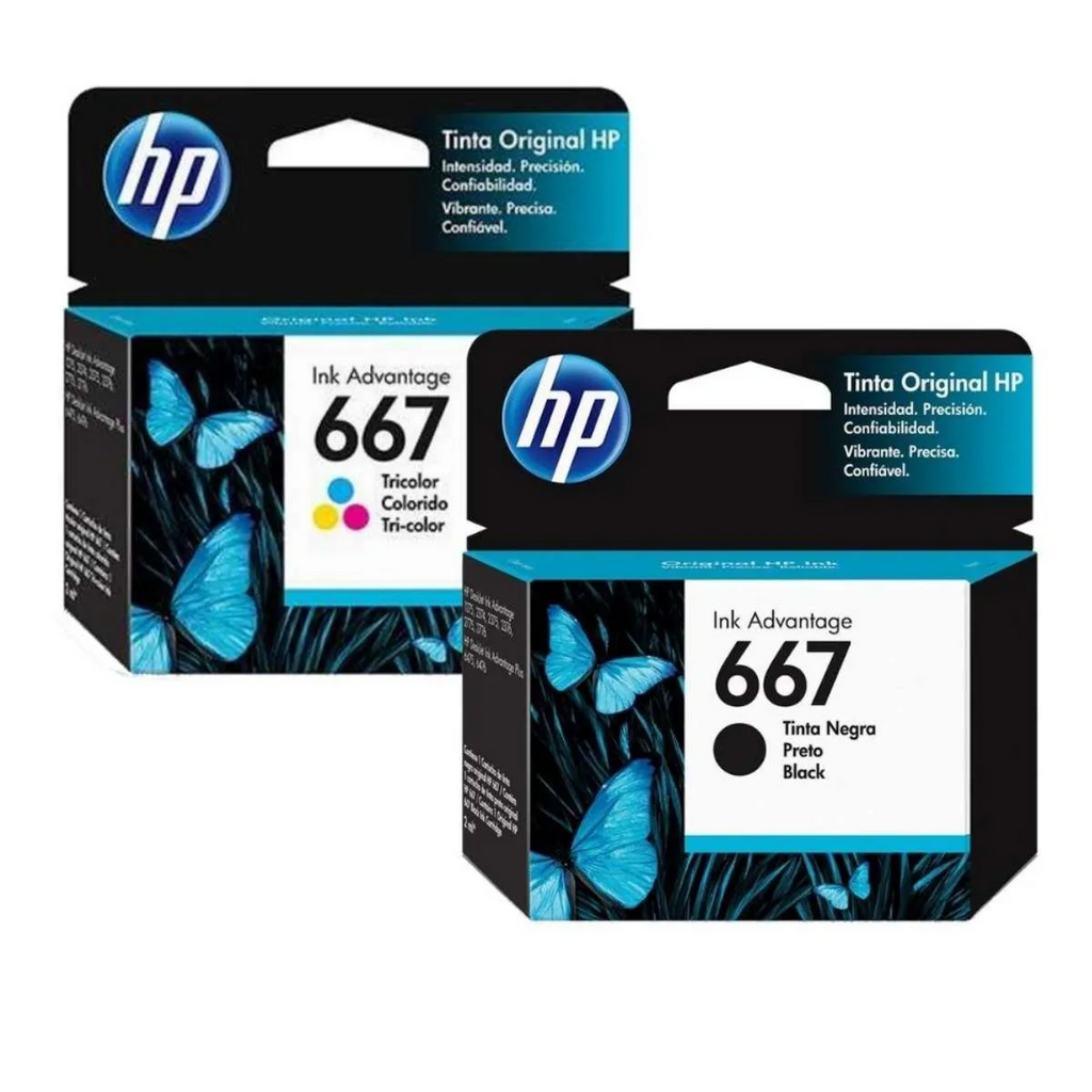 Kit com 2 Cartuchos Hp 667 1 preto e 1 Color Original / HP Deskejet Ink ...