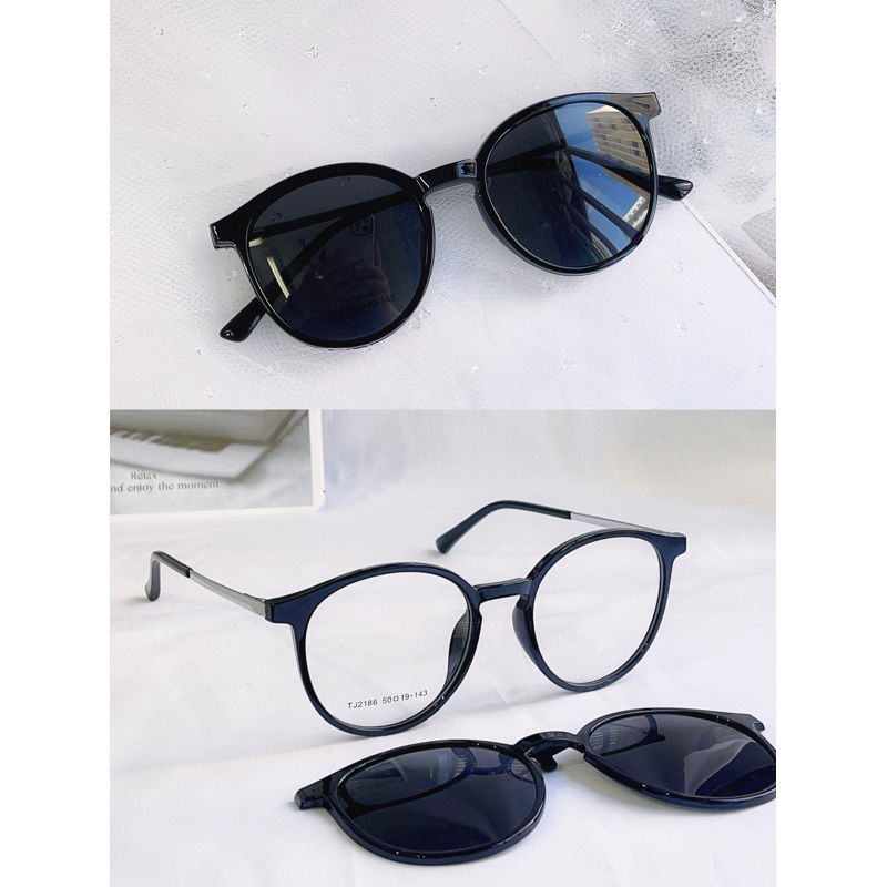 Armação Para Óculos de Grau Clipon 2 Em 1 Redondo Unissex Modelo Novo Moda 2186