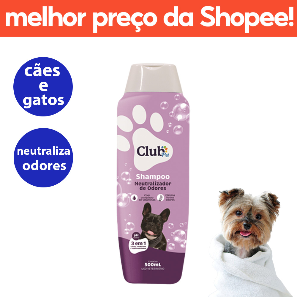 Shampoo para Cachorros e Gatos Neutralizador de Odores Club Pet 500ml