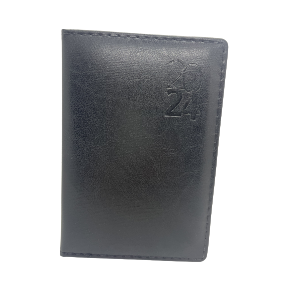 Agenda 2024 Diária Couro Sintético Preta.