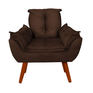 Poltrona Decorativa Suede Opala Varias Cores Para Recepção Sala De Estar Escritório