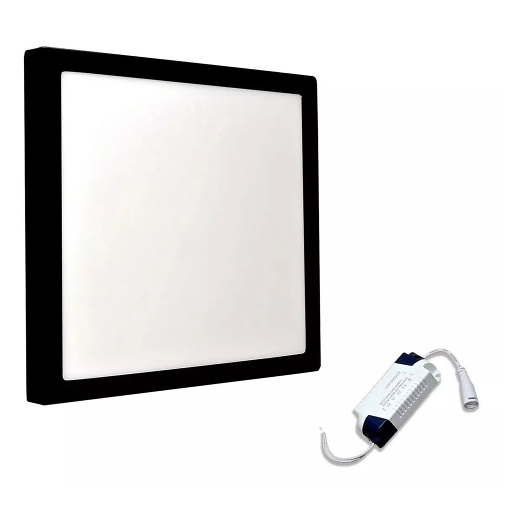 Plafon Sobrepor Quadrado Led 25w Painel Preto 30x30 Oferta