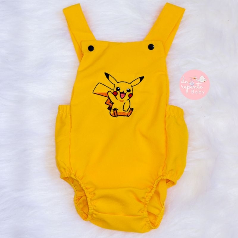 Romper Pikachu Pokemon (3 A 9 Meses) Menino Bebês Fantasia