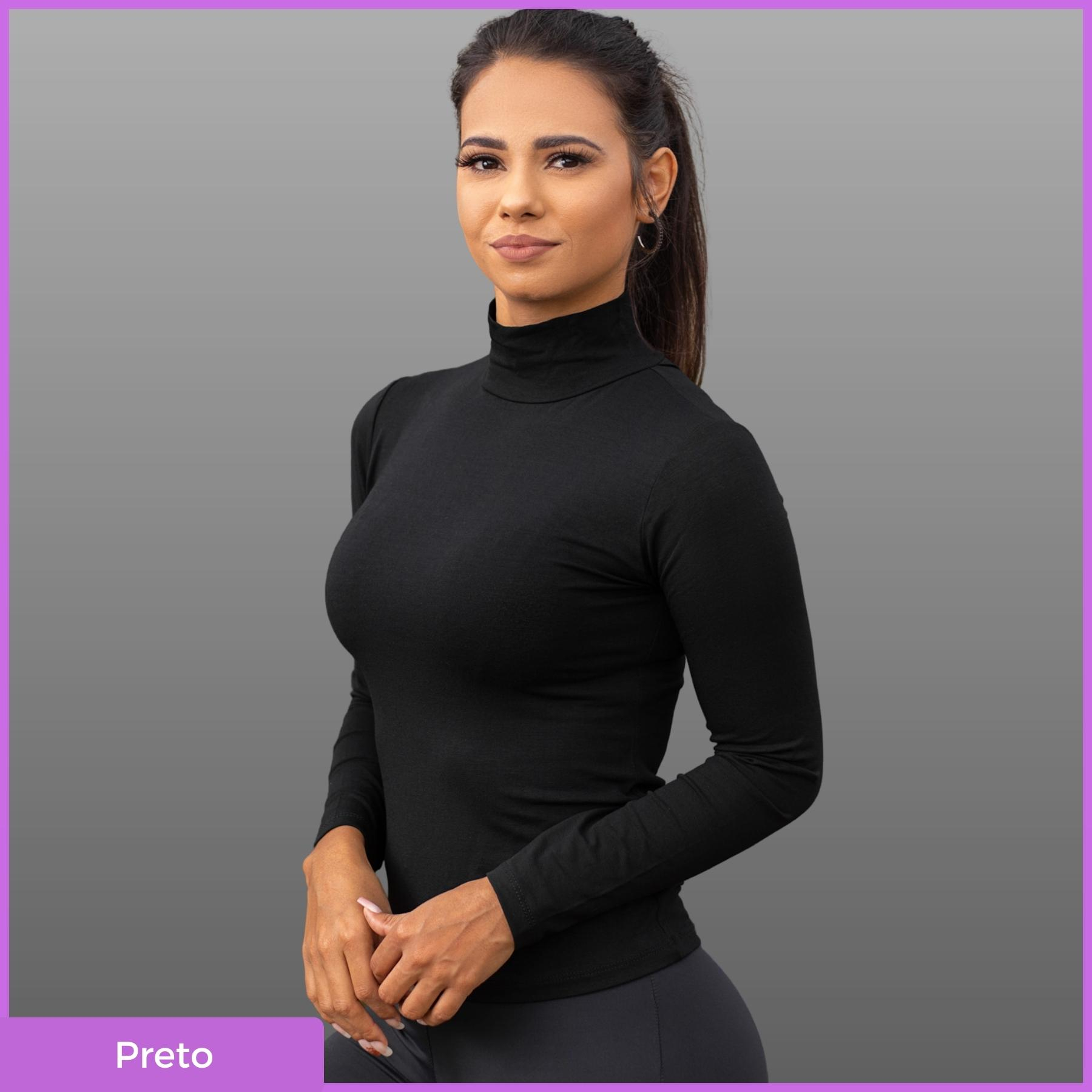 Blusa Básica Feminina Gola Alta Frio Inverno Manga Longa Shopee