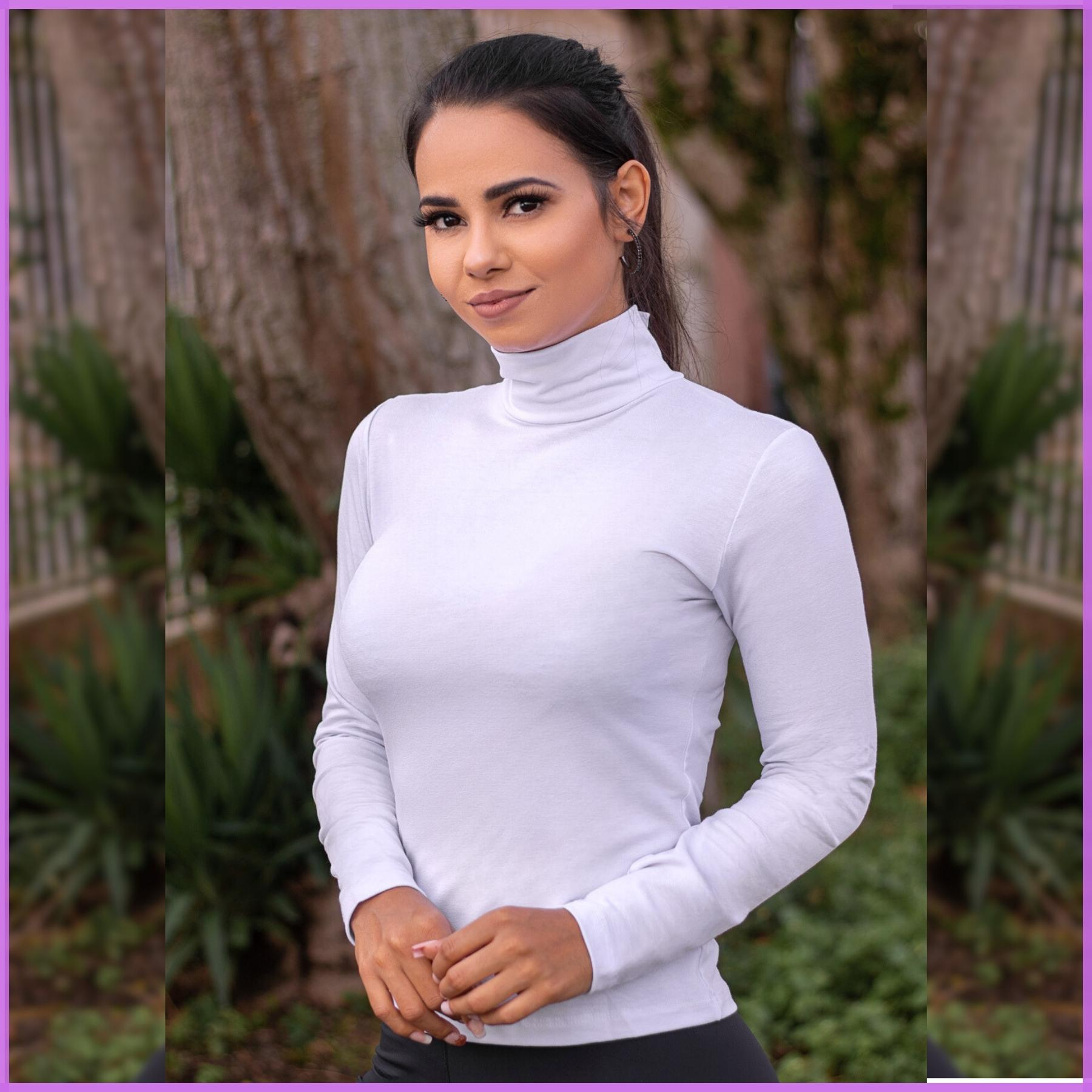 Blusa Básica Feminina Gola Alta Frio Inverno Manga Longa Shopee