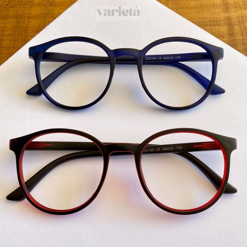 Kit com 2 Armação Óculos Fosco Redondo Feminino Masculino