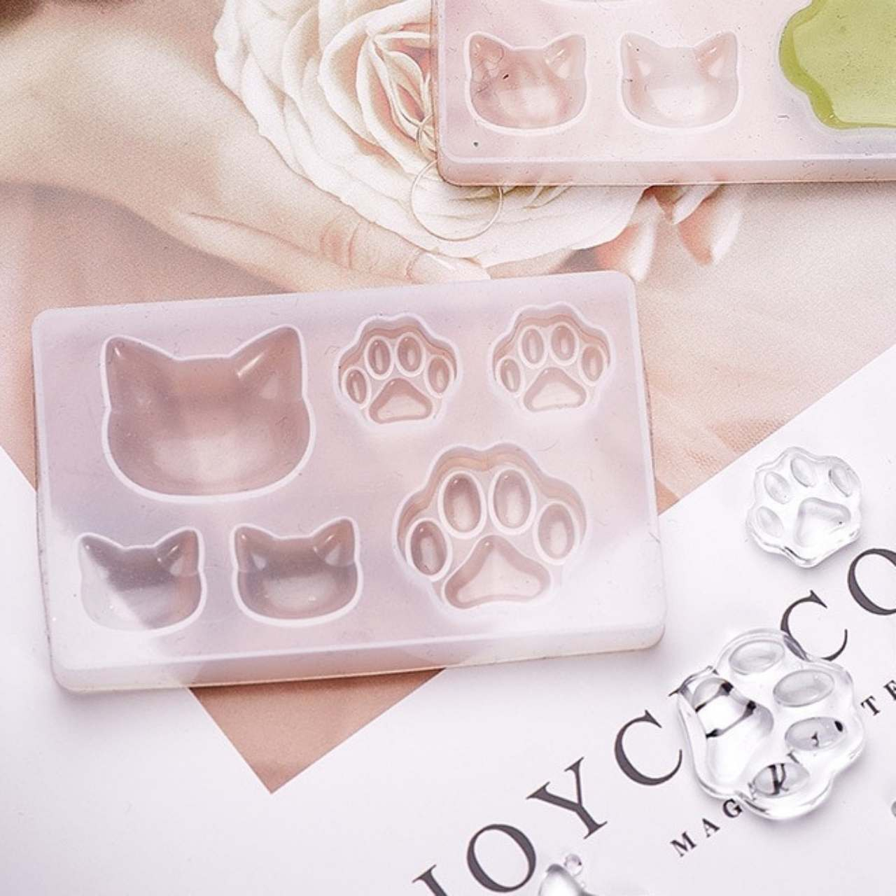 Molde de Silicone GATO Rosto Patinha Chaveiro Pingente Resina Artesanato DIY