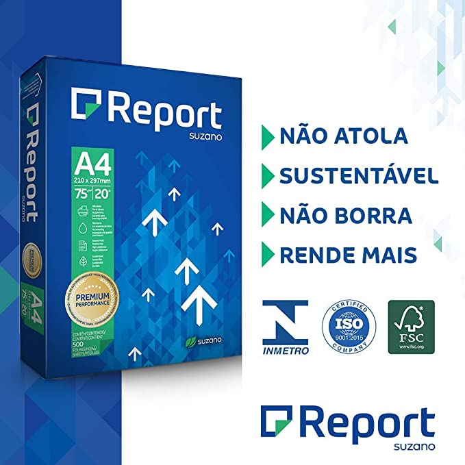 Papel Sulfite Report A4 75gr 500 Folhas Shopee Brasil 7677