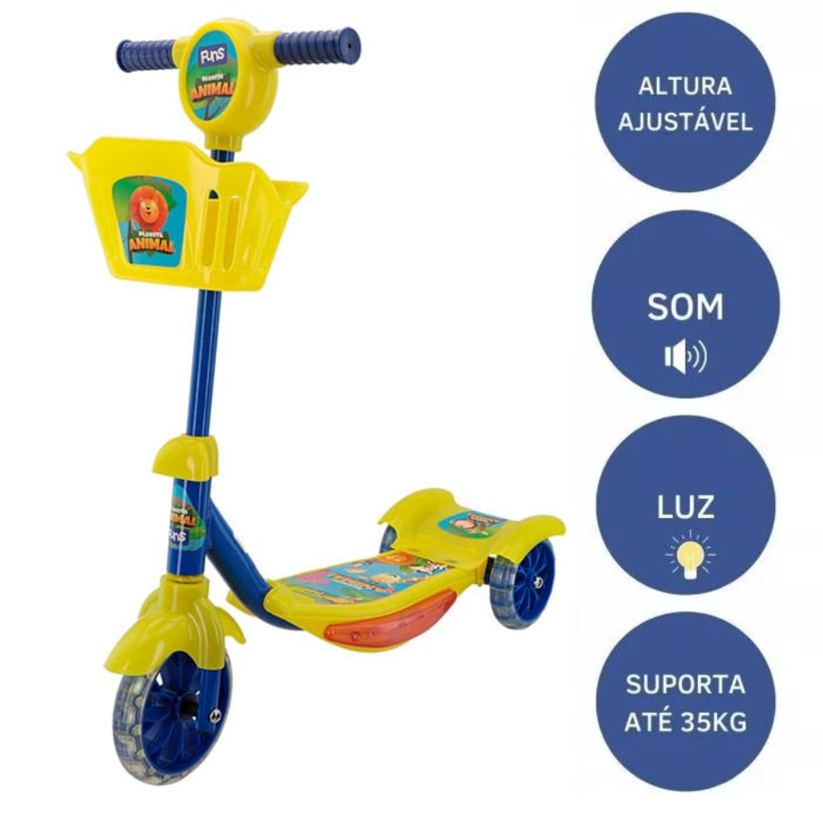 Triciclo Motoca Infantil Pra Passeio Com Empurrador Pedal Luz e Som +  Capota Importway BW003 Azul - AliExpress