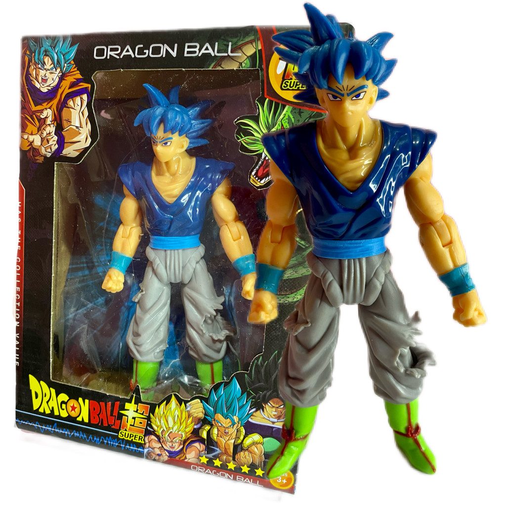 Boneco Goku Blue Azul Dragon Ball Articulado