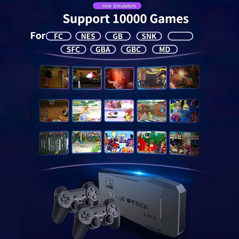 Video Game Stick Lite 4K Console 64G Builtin 10000 Games Retro Handheld TV Game Console