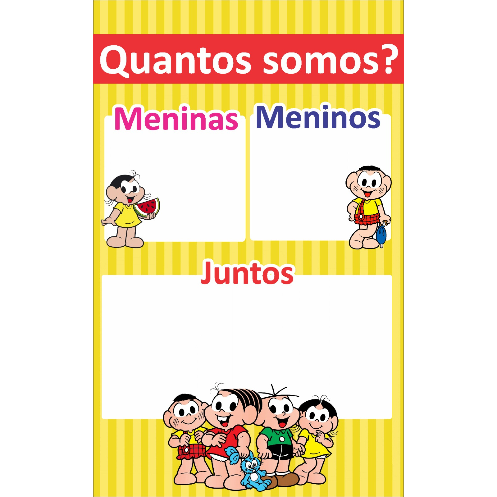 Banner Escolar Quantos Somos Turma da Mônica ENVIO IMEDIATO | Shopee Brasil