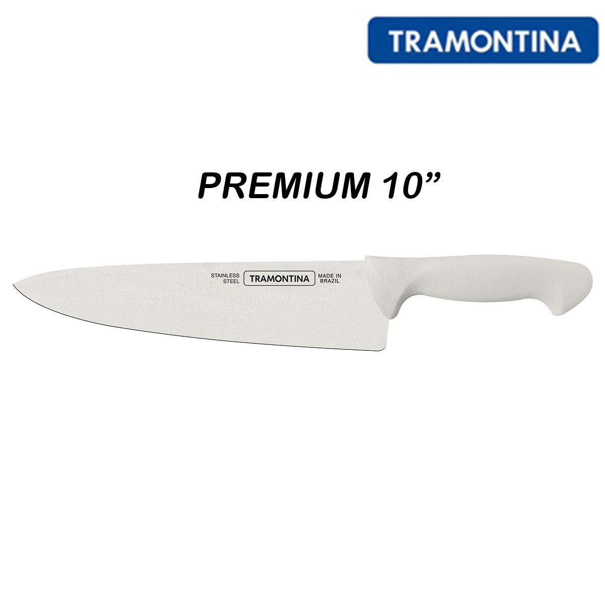 Faca Carne (Chefe) Tramontina Inox Cabo Branco 10" Premium