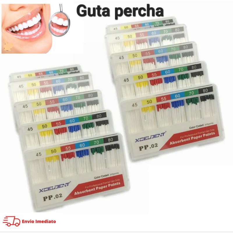 200 cones de papel odontológico, guta percha, material dentista ...